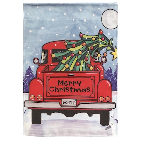 13 X 18 In Truck With Tree Plus Double Applique Garden Flag